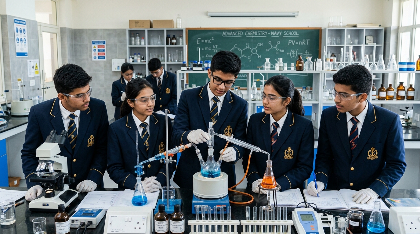 Senior secondary students in science laboratory